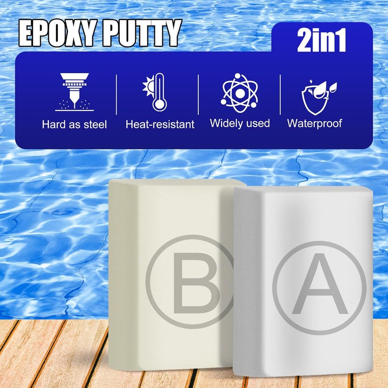 Fuchoi Epoxy Putty - 10oz Pool Putty for Air or Underwater Fast Repair, Paintable and Sanding - Epoxy Sculpt Clay for Fixing Leaks, Crafting, Filling, Universal Clay for Metal, Plastic, Wood, Tile (White) - Image 2